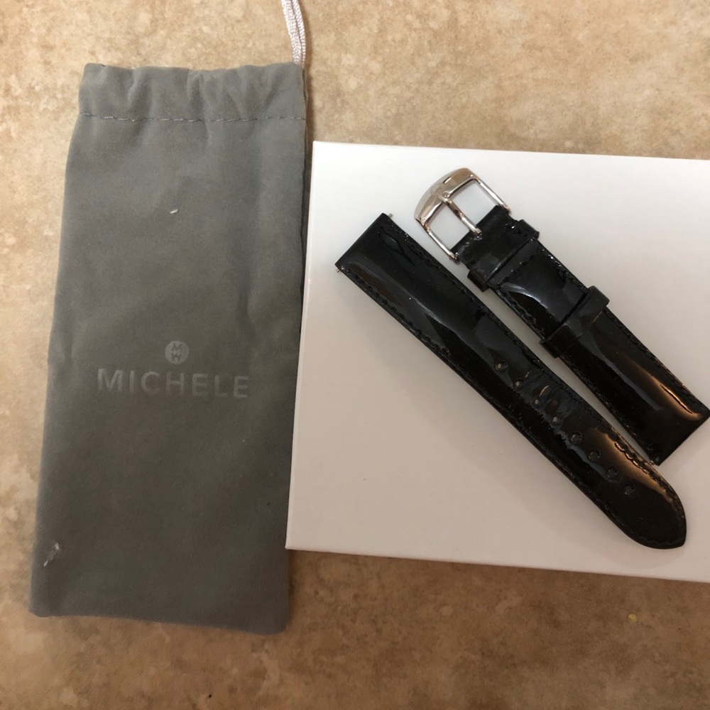 Black Patent Leather Michele Watch Band